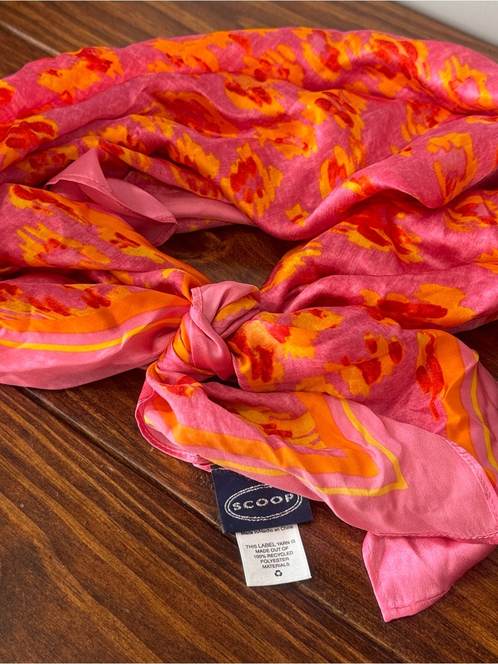 Scoop Pink & Orange Floral Silk Scarf